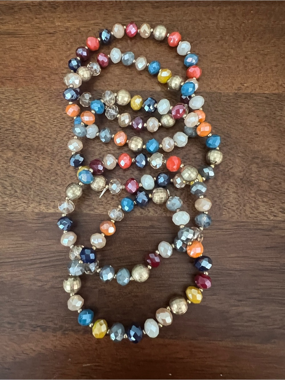 Multicolor Faceted Glass Bead Bracelet Set - Women's Fashion Jewelry